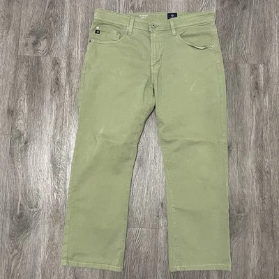 Pantalones de mezclilla AG Adriano Goldschmied para hombre 34x27 verde The Protege bigote recto Foto 1 de 4