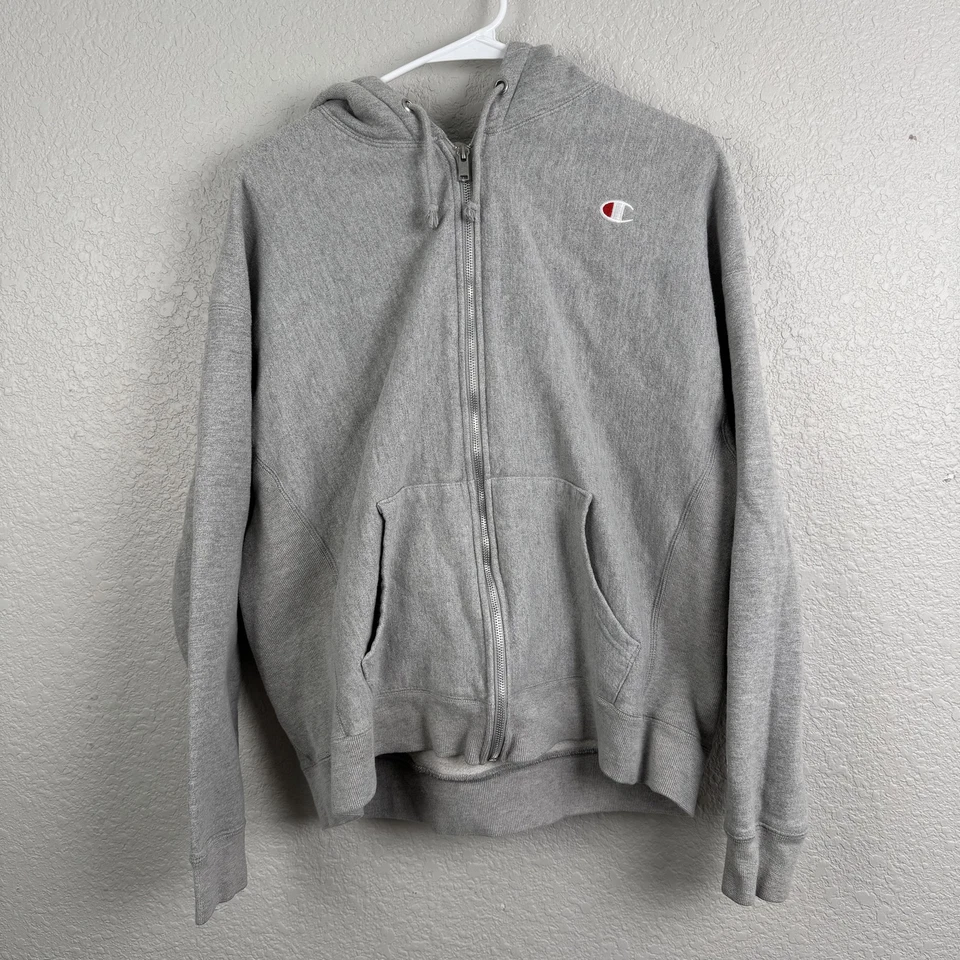 Champion Reverse Weave Full Zip Hoodie Sweatshirt Youth 2XL Gray C Logo - Image 1 of 4