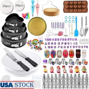 540 Pcs Cake Decorating Kit W/ Springform Pans Turntable Baking Tools Beginners - Picture 1 of 8