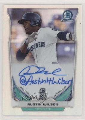 2014 Bowman Chrome Prospect Social Media Refractor /10 Austin Wilson Auto - Image 1 of 2