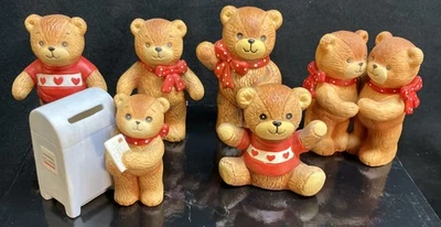 6 Vintage Classic Enesco Lucy and Me Bears early 80s Rigg Mixed Red Lot Mailbox - Image 1 of 4
