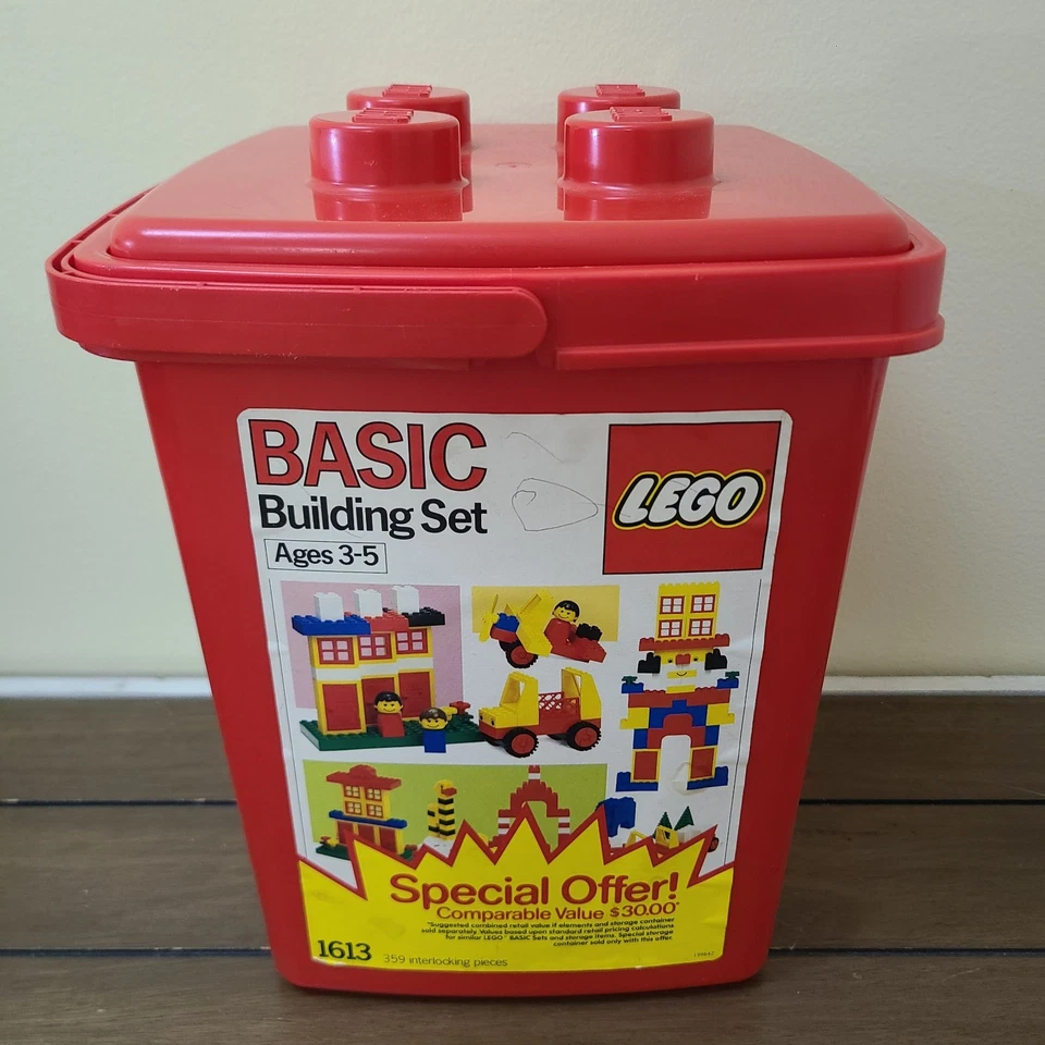 Vintage 1987 LEGO Basic Block Red Bucket Set 1613 EMPTY - Image 1 of 4