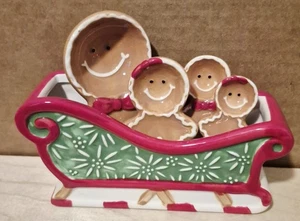 TEMPTATIONS CERAMIC GINGERBREAD MEASURING SPOONS & 5.5" CHRISTMAS SLEIGH HOLDER - Picture 1 of 9