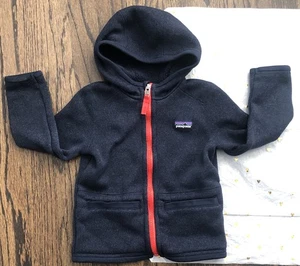 Patagonia Pullover Hoodie Reißverschluss Jacke Kleinkind Jungen 2T dunkelblau orange Taschen - Bild 1 von 15