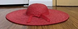 Vintage 90s Gucci Straw Hat Red Womens Size M Made In Italy  - Picture 1 of 10