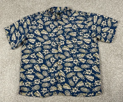 Vintage Royal Robbins Hawaiian Shirt Mens XL Blue Floral Short Sleeve Silk Y2K - Image 1 of 4