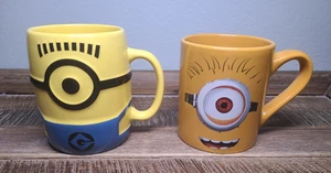 Two Despicable Me Minion Ceramic Coffee Mug Mugs 16 oz Embossed & 14 oz - Picture 1 of 7