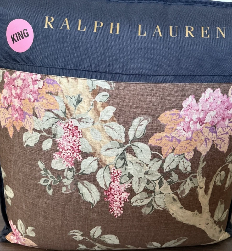 Nuevo Edredón Ralph Lauren Harlow Brinly Floral Pájaros KING ~Marrón Bosque~ Foto 1 de 4
