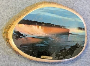 Vintage 1950s Wooden Niagra Falls Wall Plaque Made In Canada 7x9" - Picture 1 of 4