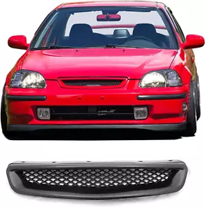 , Kühlergrill kompatibel mit 1996-1998 Civic, ABS schwarz Frontstoßstange Haube Grill Haube - Bild 1 von 12
