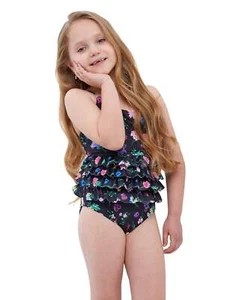 Gottex Kids Daisies Ruffle Tiered Square Neck One Piece Swimsuit - Picture 1 of 8