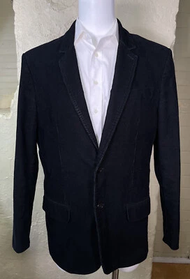 Мужской черный вельветовый блейзер Juicy Couture на 2 пуговицах размер 44 хирургические манжеты локти подушечки - Изображение 1 из 4