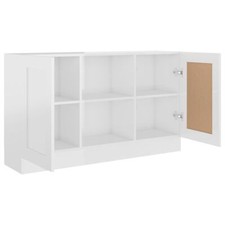 AX Credenza Armadietto Bianco 2Scomparti 120x30.5x70cm Ante MDF Libri 0k 802783