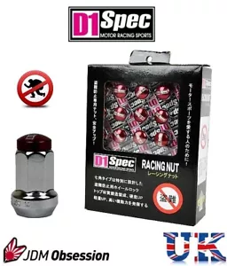 TUERCAS DE RUEDA DE BLOQUEO DE ESPECIFICACIONES D1 SV/ROJO P1.25 SE ADAPTA A SUBARU 200SX 350Z SKYLINE R33 SWIFT - Imagen 1 de 3