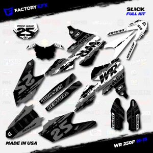 Gray & White Slick Racing Graphics Kit fits Yamaha 15-19 WR250F WR 250F Decals - Foto 1 di 5