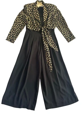 Mono de Colección Años 80 90 WARREN PETITES I. MAGNIN Palazzo Poli Mameluco Traje Pantalón Talla 2 Foto 1 de 4