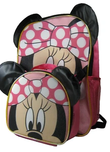 Disney Junior 16" Pink Minnie Mouse School Backpack W/ Detachable Lunch Bag - Picture 1 of 8