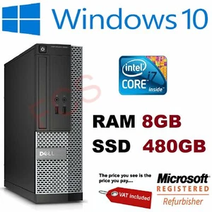 Dell OptiPlex 3020 Office Desktop SFF PC Core i7-4770 8GB RAM 480GB SSD Windows - Picture 1 of 6