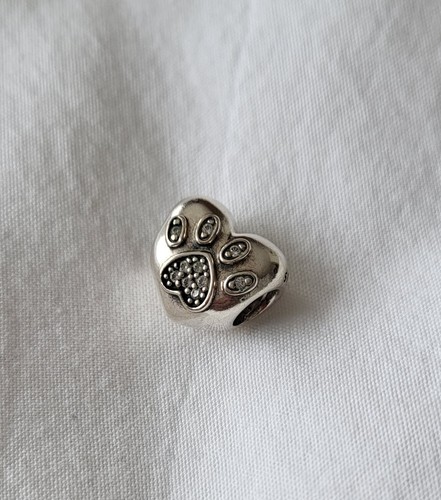 PANDORA Genuine PANDORA I Love My Pet Pavé Dog / Cat Paw Print Heart Charm 791713CZ ALE
