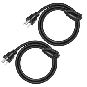 DEWENWILS 2 Pack 3 Foot Extension Cord, 16 AWG SJTW Power Cable 3 Prong Outlets - Picture 1 of 10