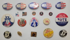 U.S.A. Patriotic Buttons And Pins From 1976-1980s Lot (20) Uncle Sam & M.I.A. - Picture 1 of 16