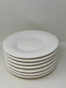 Hubert Wide Rim White Melamine Luncheon Salad Plate 8 1/4 In Diameter Set Of 7 - Picture 1 of 10