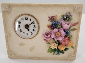 A. Richesco Corp. Resin Stand-up Table Top Clock Decor Hand Painted Flowers - Picture 1 of 4