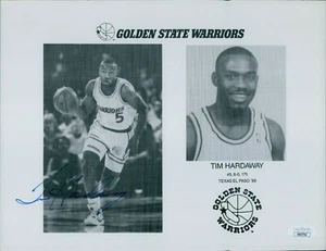 Tim Hardaway Golden State Warriors Signed 8.5x11 Stock Photo JSA Authenticated - Picture 1 of 2