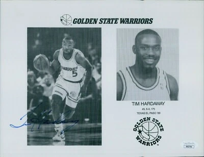 Tim Hardaway Golden State Warriors Signed 8.5x11 Stock Photo JSA Authenticated - Image 1 of 2