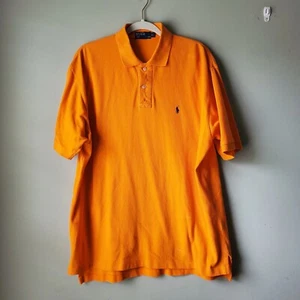 VTG Polo Ralph Lauren Mens Sz XL Thick Cotton Polo Shirt Orange - Picture 1 of 6