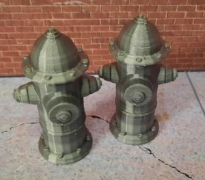 Fire Hydrant Set of 2 Prop 1/12 Scale Display Diorama Dollhouse Accessory - Picture 1 of 7