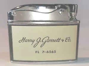 Flat Advertising Lighter Harry J. Garrett & Co. Made In Japan - Picture 1 of 3