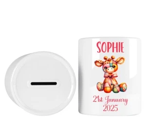 Personalised Cute Plush Animal Themed Baby Child Gift Child Keepsake Money Box - Picture 1 of 18