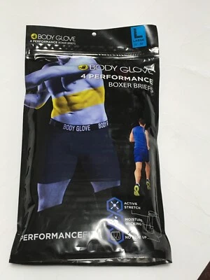 Body Glove Mens Large 4 Pack Performance Boxer Briefs - Black - Image 1 of 2