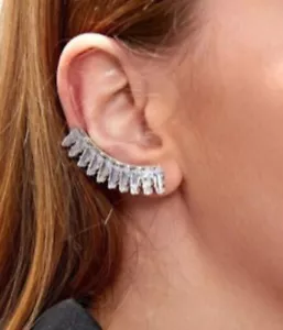 Crystal baguette spike ear climber cuff - Picture 1 of 2