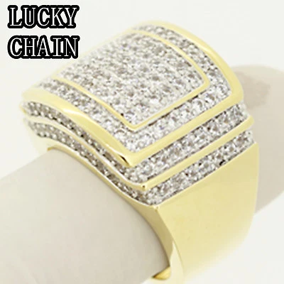 ANILLO DE DIAMANTES DE LABORATORIO BLING OUT ACABADO ORO 14K PARA HOMBRE 23g A27 Foto 1 de 4