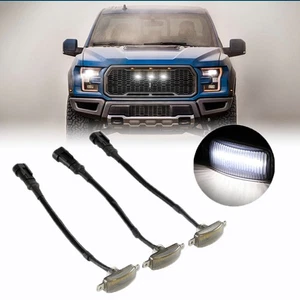 Accesorios de luces de parrilla delanteras LED blancas ahumadas 3 piezas para Ford Bronco 2021-2023 - Imagen 1 de 12