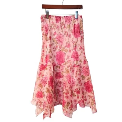 Girl's Pink Rose Floral Handkerchief Skirt Size 14 - Imagem 1 de 4