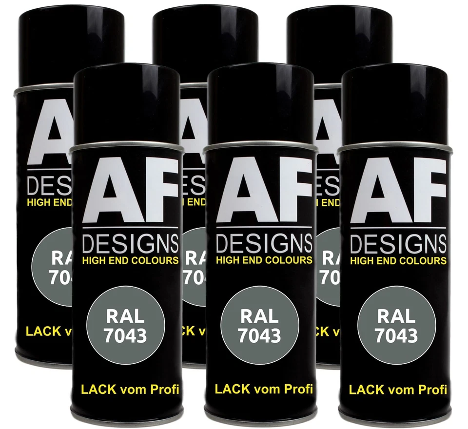 6x RAL Lackspray Autolack Sprühdose Spraydose RAL7043 VERKEHRSGRAU B glänzend ma - Bild 1 von 1