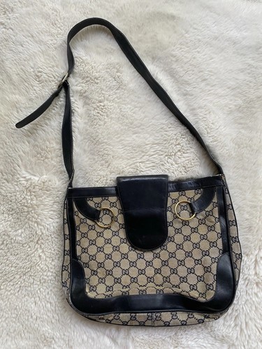 Borsa Gucci vintage di design monogramma navy