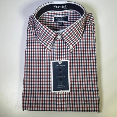 Camisa de vestir a cuadros Randall ajuste regular Club Room para hombre azul marino ciclismo 16,5 34-35 $60 Foto 1 de 4