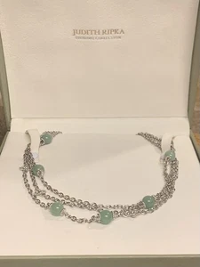 Judith Ripka Halskette Sterlingsilber, Jade & CZ Multi Strang Statement Stück - Bild 1 von 12