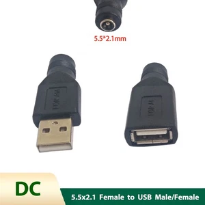 USB Connector Adapter Laptop DC 5.5x2.1 Female to USB Male/Female Plug Converter - Picture 1 of 7