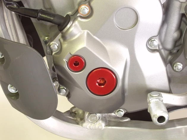 Tapones de motor Works Connection aluminio rojo para Suzuki RM-Z450/RM-Z250/RMX450Z Foto 1 de 1