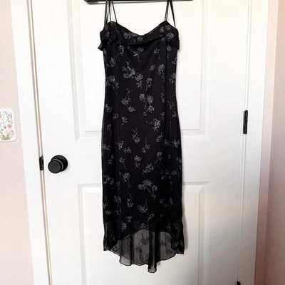VTG Byer Too Womens Y2K Fairy Grunge Midi Slip Dress Sz Small Dark Floral Sheer - Image 1 of 4