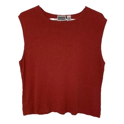 Chaleco Suéter Chico’s Design Talla 3 XL 16 Rojo Ladrillo Sin Mangas Capas Tejido Foto 1 de 4