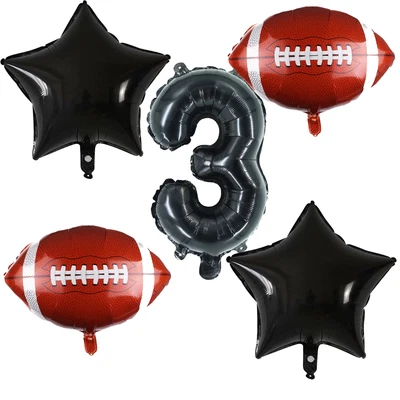 Balões de festa de futebol número 3 preto vermelho 3º aniversário - Imagem 1 de 3