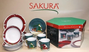 Sakura ~ Winter Journey ~ 16 Pc Dinnerware Set with Storage Box - Picture 1 of 19