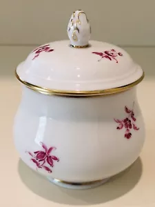 Vaso coperto Hochst porcellana dipinto a mano floreale color lampone nuovo - Foto 1 di 6