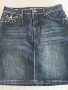 Women's EARL JEAN Blue Beaded Denim Skirt Size 10 - Picture 1 of 10